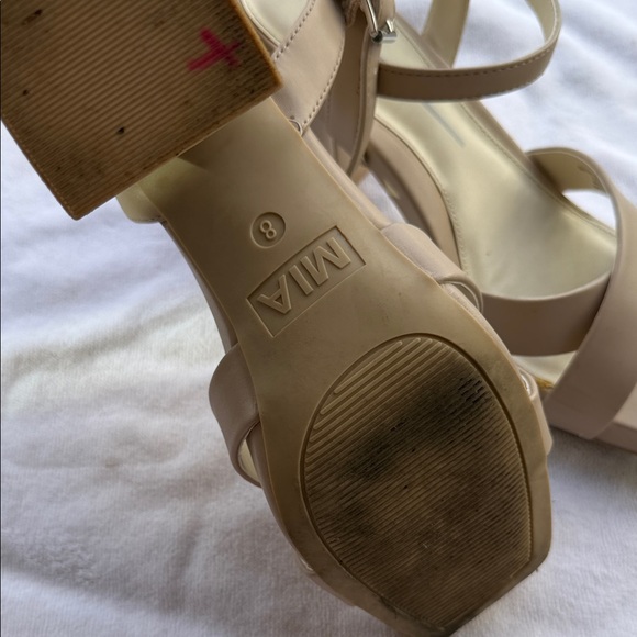 MIA Women's Beige Strappy Block Heels - Picture 3 of 5